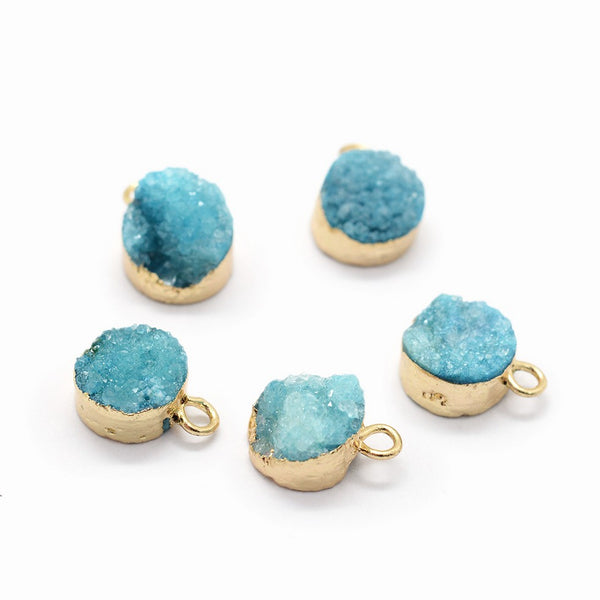 Natural Druzy Quartz Charm - Blue