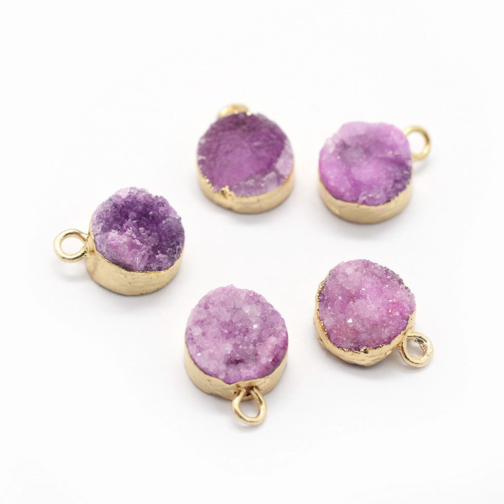 Natural Druzy Quartz Charm - Purple