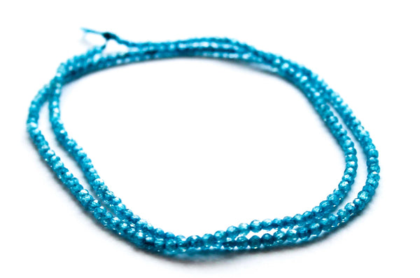 Teal Cubic Zirconia Beads - 2mm