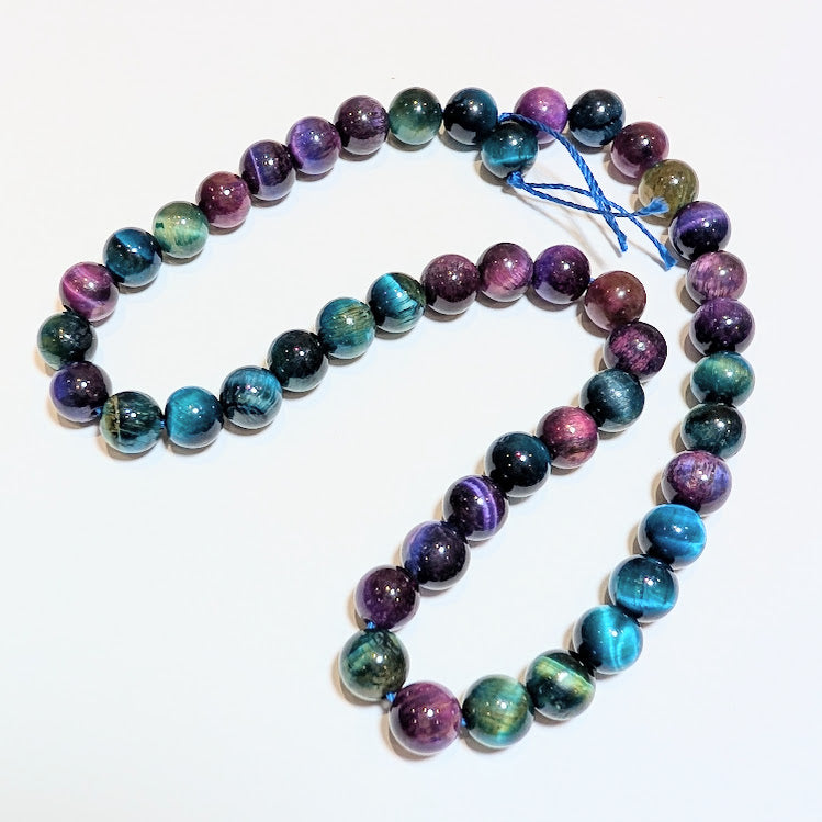 Dyed Tigers Eye - 8mm - Teal/Purple