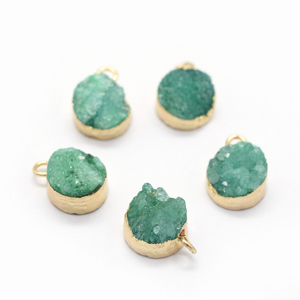 Natural Druzy Quartz Charm - Sea Green