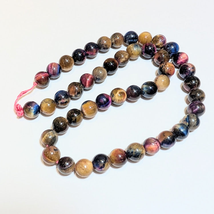 Dyed Tigers Eye - 8mm - Pink/Blue/Golden