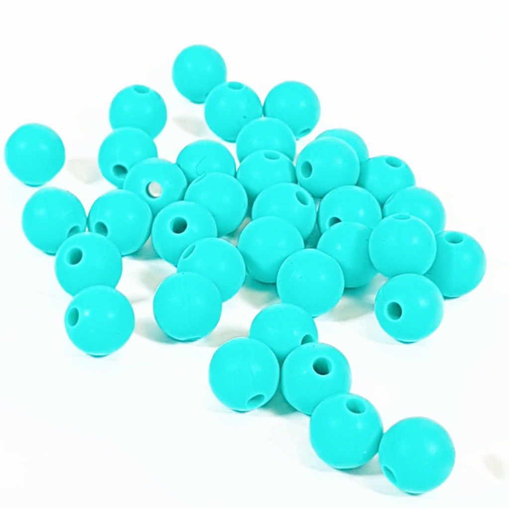 9mm Round Silicone Beads  - Turquoise