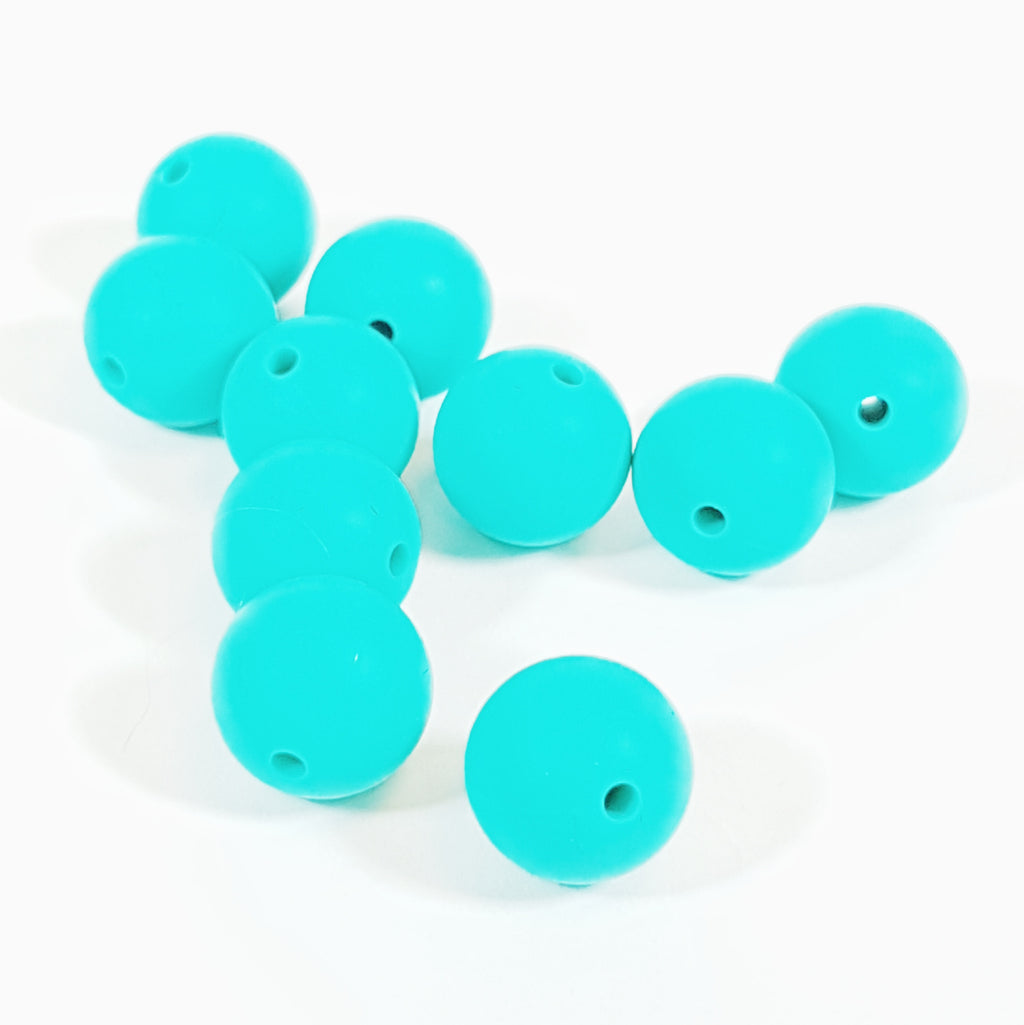 15mm Round Silicone Bead - Turquoise