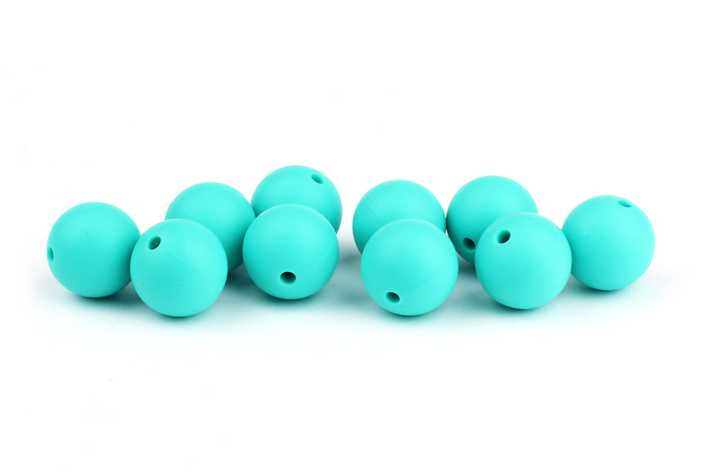 Turquoise Round Silicone Bead – 15mm